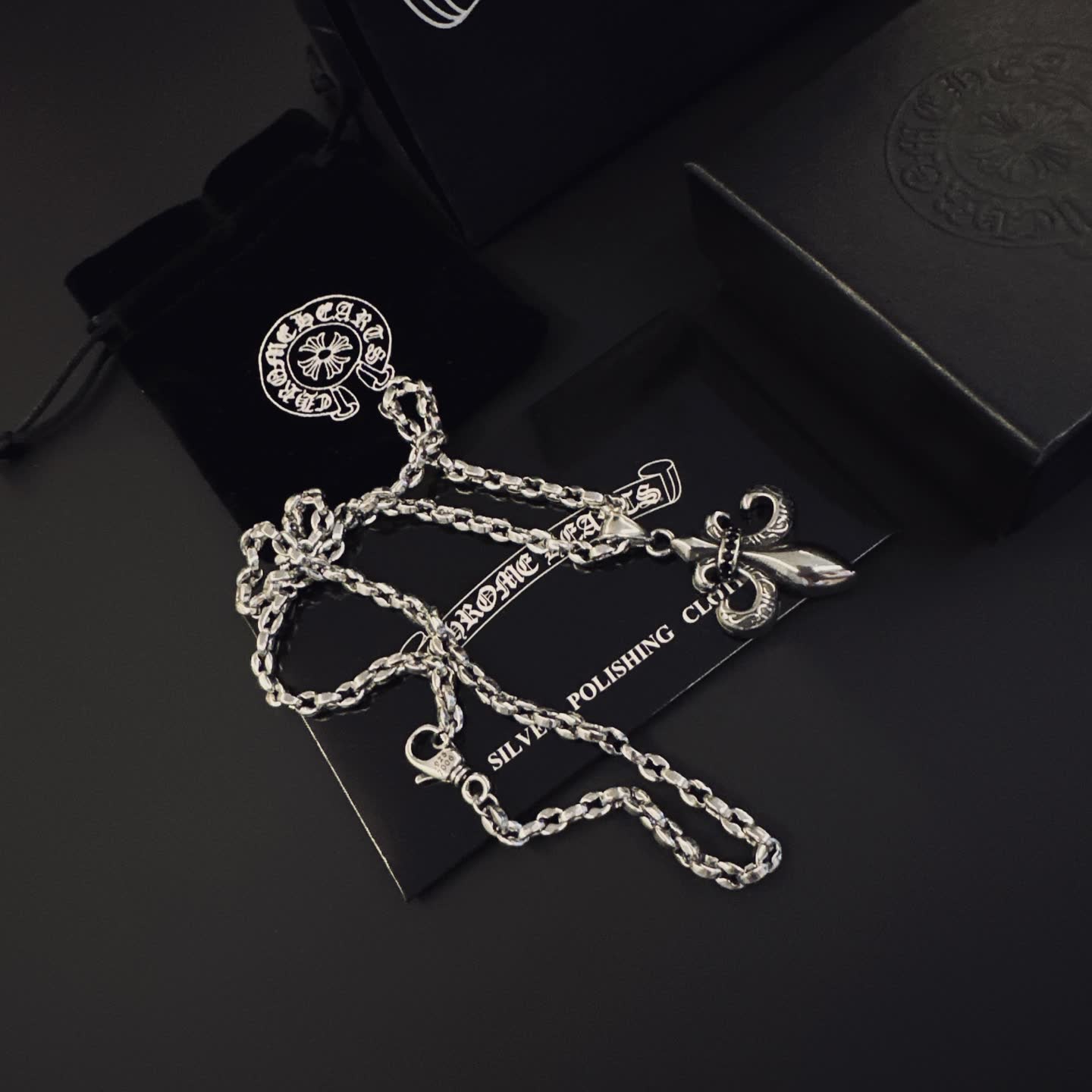 Chrome Hearts Silver Fleur-de-lis Pendant Necklace